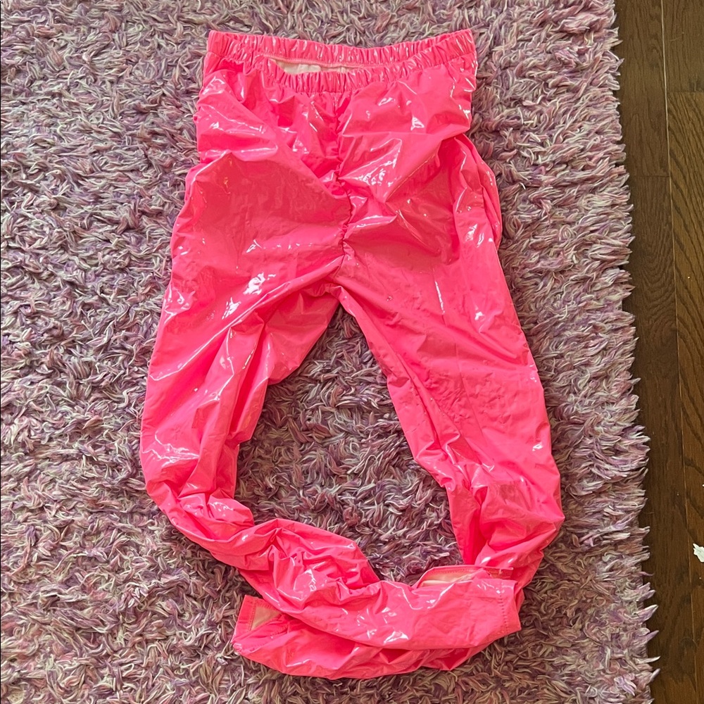 Women’s  Pink vinyl Pants cotton candy pink